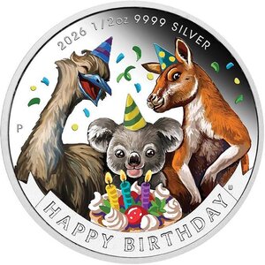 Monnaie HAPPY BIRTHDAY 1/2 Oz Argent 50 Cents Australia 2026