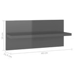 vidaXL Étagères murales 4 Pièces Gris brillant 40x11 5x18 cm