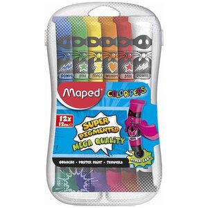 Gouache COLOR'PEPS en tube étui en plastique de 12 MAPED