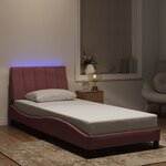 vidaXL Cadre de lit avec lumières LED rose 90x190 cm velours