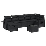 vidaXL Salon de jardin 8 Pièces avec coussins noir résine tressée