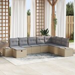 vidaXL Set de canapé de jardin 8 pièces avec coussins Beige Poly Rotin