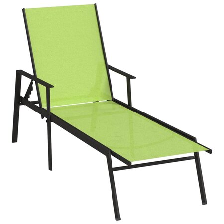 vidaXL Chaise longue acier et tissu textilène vert