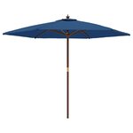 vidaXL Parasol de jardin avec mât en bois bleu azuré 299x240 cm