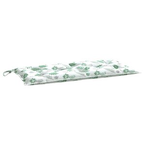 vidaXL Coussin de banc de jardin motif de feuilles 100x50x7 cm