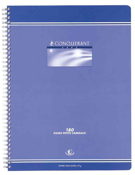 Cahier spiralé A4 Seyés 180 Pages 70g Coloris Aléatoire CONQUÉRANT