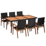 vidaXL Ensemble à manger d'extérieur 7 Pièces Résine tressée Noir marron