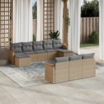 vidaXL Salon de jardin avec coussins 10 Pièces beige résine tressée