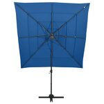 vidaXL Parasol à 4 niveaux avec mât en aluminium Bleu azuré 250x250 cm