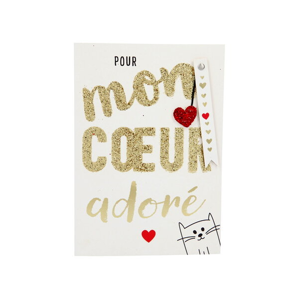 Carte paillettes - amitié / amour - pour mon coeur adoré