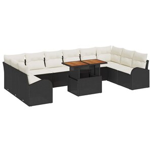 vidaXL Ensemble de canapé de jardin 11 Pièces Noir Poly rotin