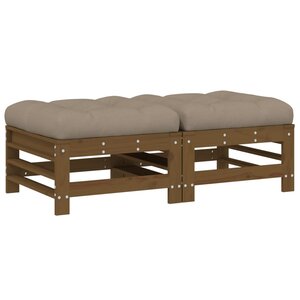 vidaXL Repose-pieds de jardin avec coussins lot de 2 marron miel