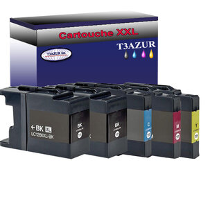 T3AZUR- Lot de 5 Cartouches compatibles avec Brother LC1240 / LC1280 XL pour Brother DCP-J525W  DCP-J725DW  DCP-J925DW