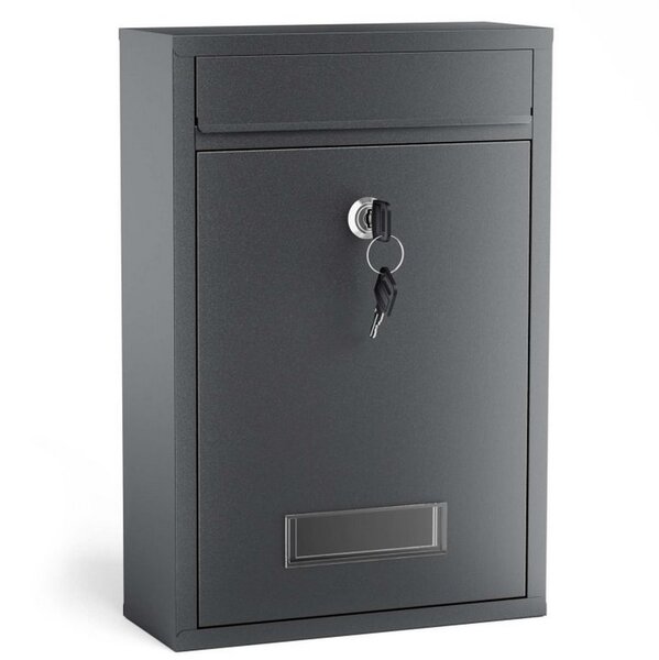 Boîte aux lettres murale verrouillable  anthracite pour courrier  215 x 90 x 320 mm