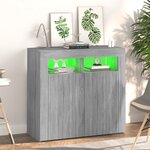 vidaXL Buffet avec lumières LED sonoma gris 80x35x75 cm