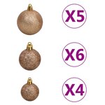 vidaXL Arbre de Noël mince pré-éclairé et boules rouge 210 cm