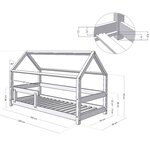 Lit cabane enfant TERY 90 x 200 Gris