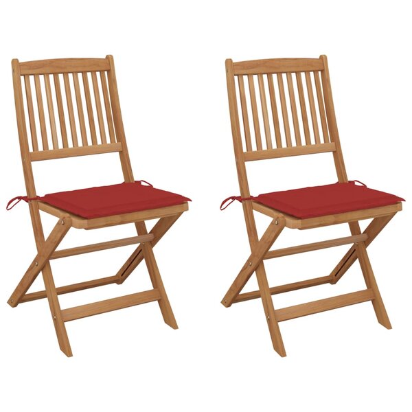 vidaXL Chaises pliables de jardin 2 Pièces avec coussins Bois d'acacia