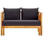 vidaXL Banc de jardin 2 places et coussins 122 cm Bois d'acacia massif