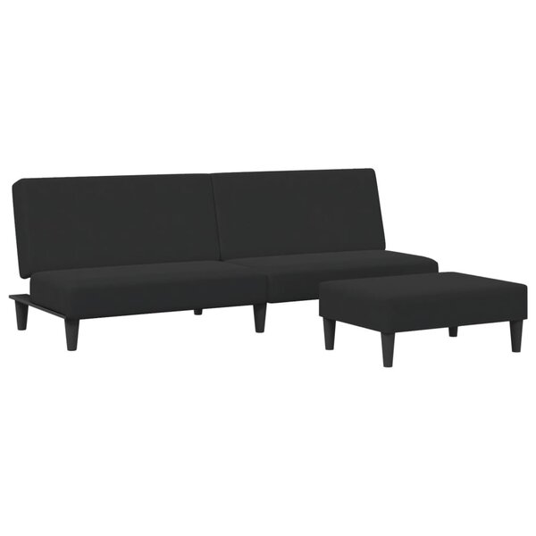 vidaXL Canapé-lit à 2 places avec repose-pied noir velours