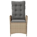 vidaXL Chaise inclinable de jardin coussins mélange beige poly rotin