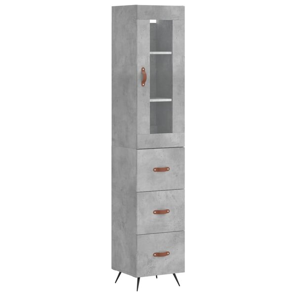 vidaXL Buffet haut Gris béton 34 5x34x180 cm Bois d'ingénierie