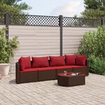vidaXL Salon de jardin avec coussins 5 Pièces marron résine tressée