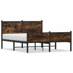 vidaXL Cadre de lit en métal sans matelas chêne fumé 140x190 cm