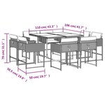 vidaXL Ensemble à manger de jardin et coussins 9 Pièces beige Poly rotin