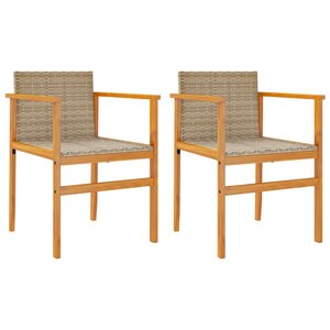 vidaXL Chaises de jardin coussins lot de 2 beige résine tressée bois