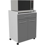 Desserte de 60 cm - 1 Tiroir et 1 Porte - 60 x 44 x 81 cm - Coloris Gris brillant