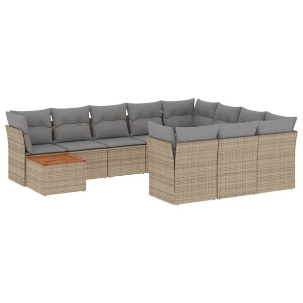 vidaXL Salon de jardin 11 Pièces avec coussins beige résine tressée