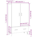 vidaXL Buffet haut chêne fumé 69 5x31x115 cm bois d'ingénierie