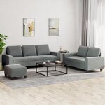 vidaXL Ensemble de canapés 3 Pièces gris foncé tissu
