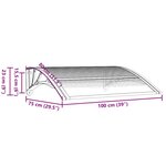 vidaXL Auvent de porte Gris et transparent 100x80 cm Polycarbonate