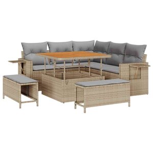 vidaXL Ensemble de canapé de jardin avec coussin 8 Pièces Beige polyrotin