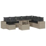 vidaXL Salon de jardin 9 Pièces avec coussins gris clair résine tressée