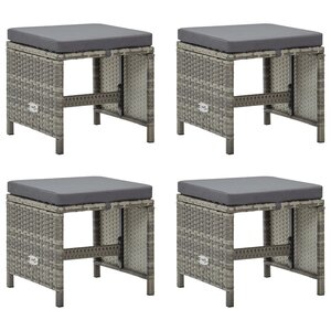 vidaXL Tabourets de jardin lot de 4 avec coussins Résine tressée Gris