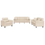 vidaXL Ensemble de canapés 3 Pièces avec coussins Beige Tissu microfibre