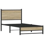 vidaXL Cadre de lit en métal sans matelas chêne sonoma 75x190 cm