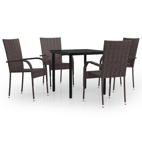 vidaXL Ensemble de salle à manger d'extérieur 5 Pièces Marron et noir