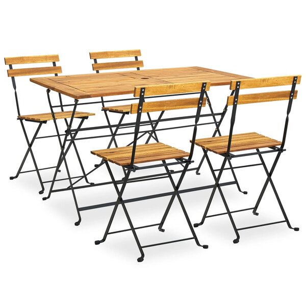 vidaXL Mobilier à dîner d'extérieur pliable 5 Pièces Bois d'acacia solide