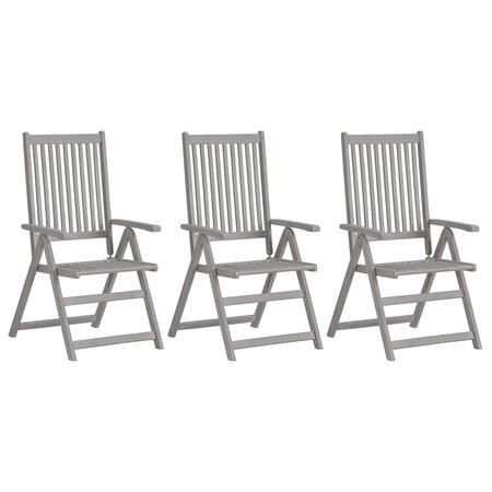 vidaXL Chaises inclinables de jardin lot de 3 Gris Bois solide acacia