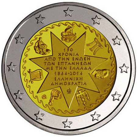 Monnaie 2 euros commémorative grèce 2014 - union des iles ioniennes