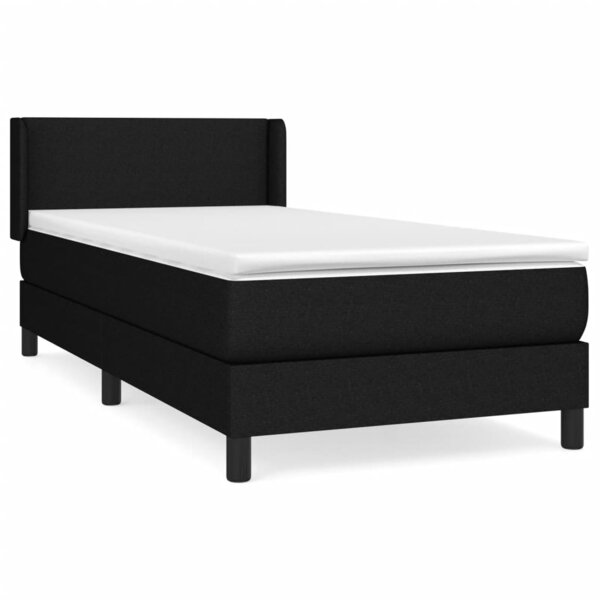 vidaXL Sommier à lattes de lit avec matelas Noir 100x200 cm Tissu