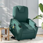 vidaXL Fauteuil inclinable de massage Vert foncé Tissu