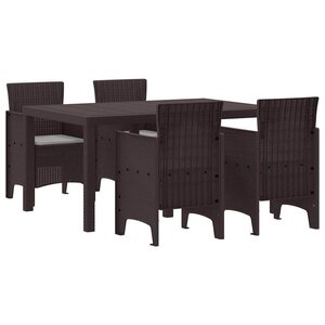 vidaXL Ensemble de salle à manger pour jardin 5 Pièces Marron Rattan Polt