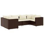 vidaXL Salon de jardin 6 Pièces avec coussins Marron Résine tressée