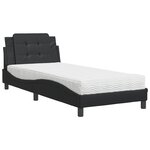 vidaXL Lit avec matelas noir 90x200 cm similicuir