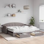 vidaXL Lit de jour avec gigogne et tiroirs taupe 100x200 cm tissu